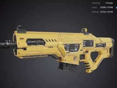 Futuristic Yellow Gun 3D model get