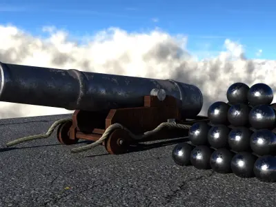 fire cannon  Low-poly 3D model