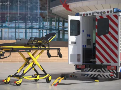  Stryker XPS Emergency Stretcher Electric Lift Rigged for Maya 