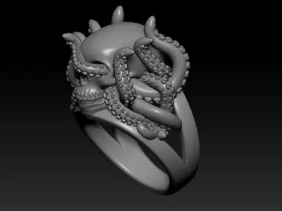 Ring Octopus Scull 3D print model