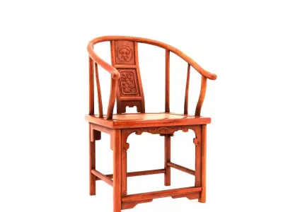 Chinese Elm Horseshoe Chair 3D model