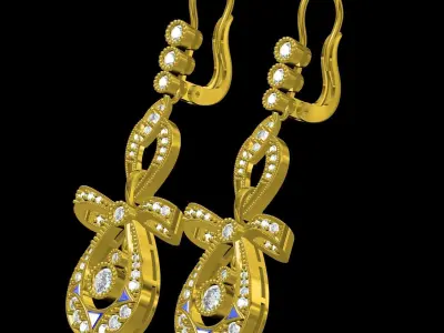 Antique Art Deco Style Earring 4 3D print model