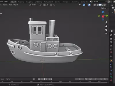 Miniature Toy Tugboat 3D print model