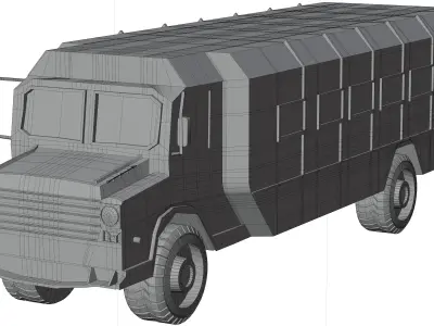 Military Armored Personnel Transport Bus Low-poly 3D model