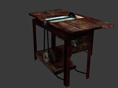 Old circular saw Low-poly 3D model