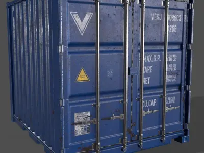PBR 10 ft Storage Container - Blue Low-poly 3D model
