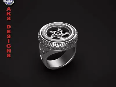  Ring biker jewelry tyre version 1 3D print model