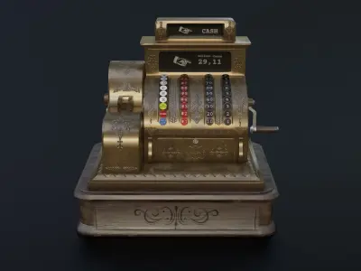 Antique Cash Register Low-poly 3D model