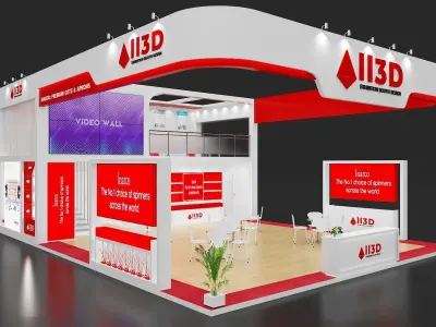 Exhibition Stand Stall Three Side Open 12X9 3D model