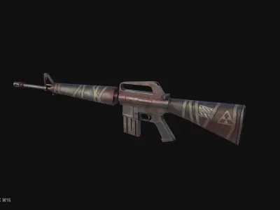 Post apocalyptic M16 Low-poly 3D model