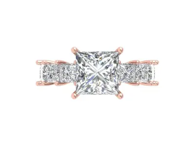 Princess Art Deco Ring 3D print model 14