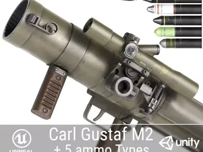 PBR Carl Gustaf M2  Recoilless Rifle Low-poly 3D model