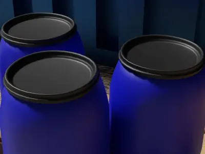 Blu Plastic Barrel Free low-poly 3D model