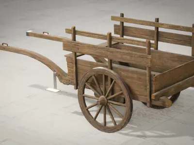 Medieval Wooden Cart Low-poly 3D model purchase