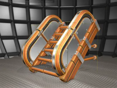 Sci-Fi Stairs - 29 - Orange  Version Low-poly 3D model