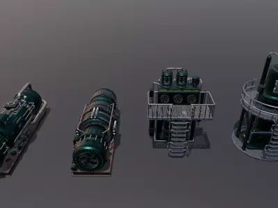 Machinery Devices pack Low-poly 3D model