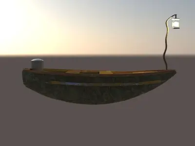 Ship 3D Model boat with lamp Low-poly 3D model