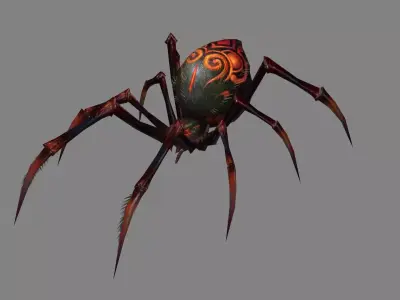 Cartoon giant black spider Low-poly 3D model