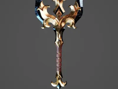 Fantasy Battle Axe Low-poly 3D model