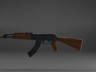 AK47 weapon Low Poly  Low-poly 3D model