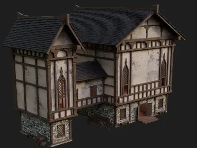 Old Medieval Building 4K Textures GameReady 104 Low-poly 3D model