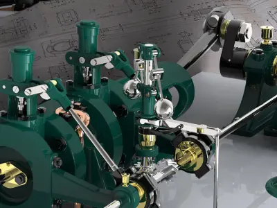 Valve steam model engine Free 3D model