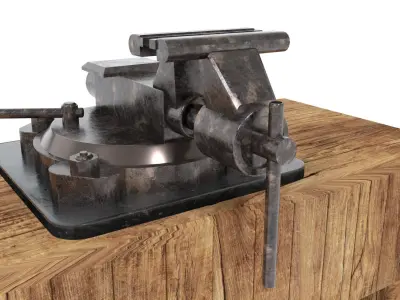 laos Vintage Bench Vise Low-poly 3D model