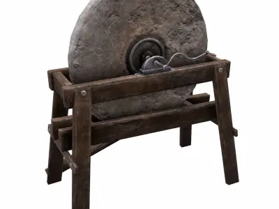 Grindstone stone grinding wheel Low-poly 3D model