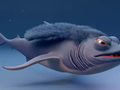 RabbitShark cartoon shark Low-poly 3D model