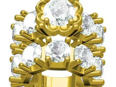 Antique Big Diamond Half Eternity Bridal Ring Set 3D print model