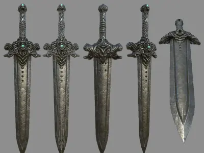 Devil Sword Lowpoly 3D Model Texturing  Low-poly 3D model