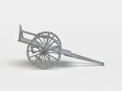 Damaged hay wagon Low-poly 3D model