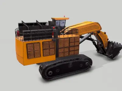 Old Industrial Vehicle Excavator Low-poly 3D model