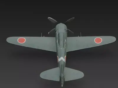 Japanese A6M Zero Fighter 3D Model Low-poly 3D model