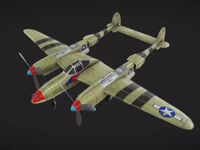Lockheed P-38 Lightning Low-poly 3D model