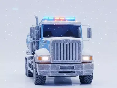 Winter Fuel Tanker Truck  Game Ready Low Poly Model Low-poly 3D model