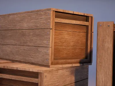 Wooden boxes Low-poly 3D model purchase