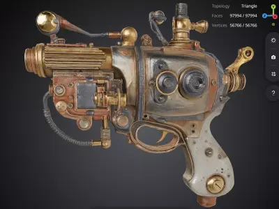 White Steampunk Pistol 3D model