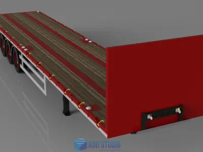 3D model of a SDC flatbed trailer 3D model