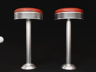 Retro American Diner Bar Stool 3D model