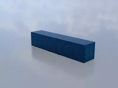 Shipping Container gentian blue 40ft Low-poly 3D model