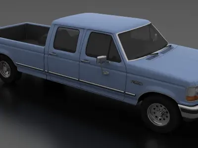 F-Series F-350 Pickup 1992 CrewCab Low-poly 3D model