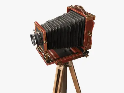 Vintage Wista Field Camera on a Tripod 3D model