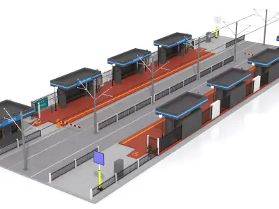 Tramway Station Low-poly 3D model