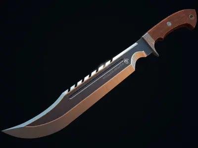 Long Hunter Knife Low-poly 3D model