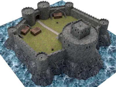 Castle on island 3D model
