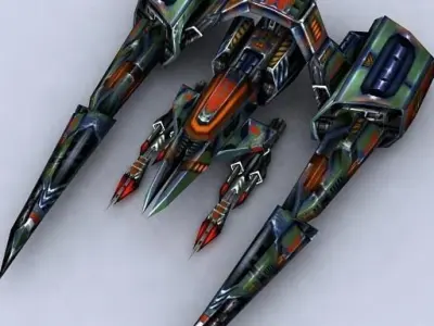 Sci-Fi Space Fighters Fleet Low-poly 3D model