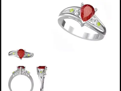 JCD Format Antique color stone rings cad ring design 3D print model