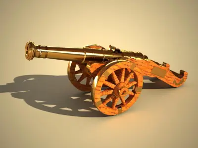 Cannon Miniature Low-poly 3D model