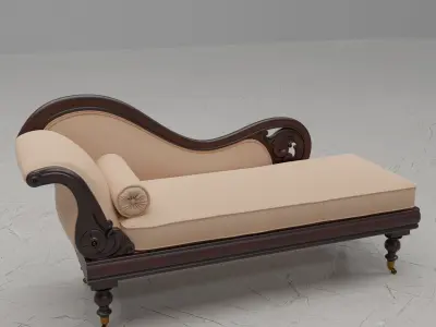 Antique William IV Mahagony Chaise Lounge 3D model